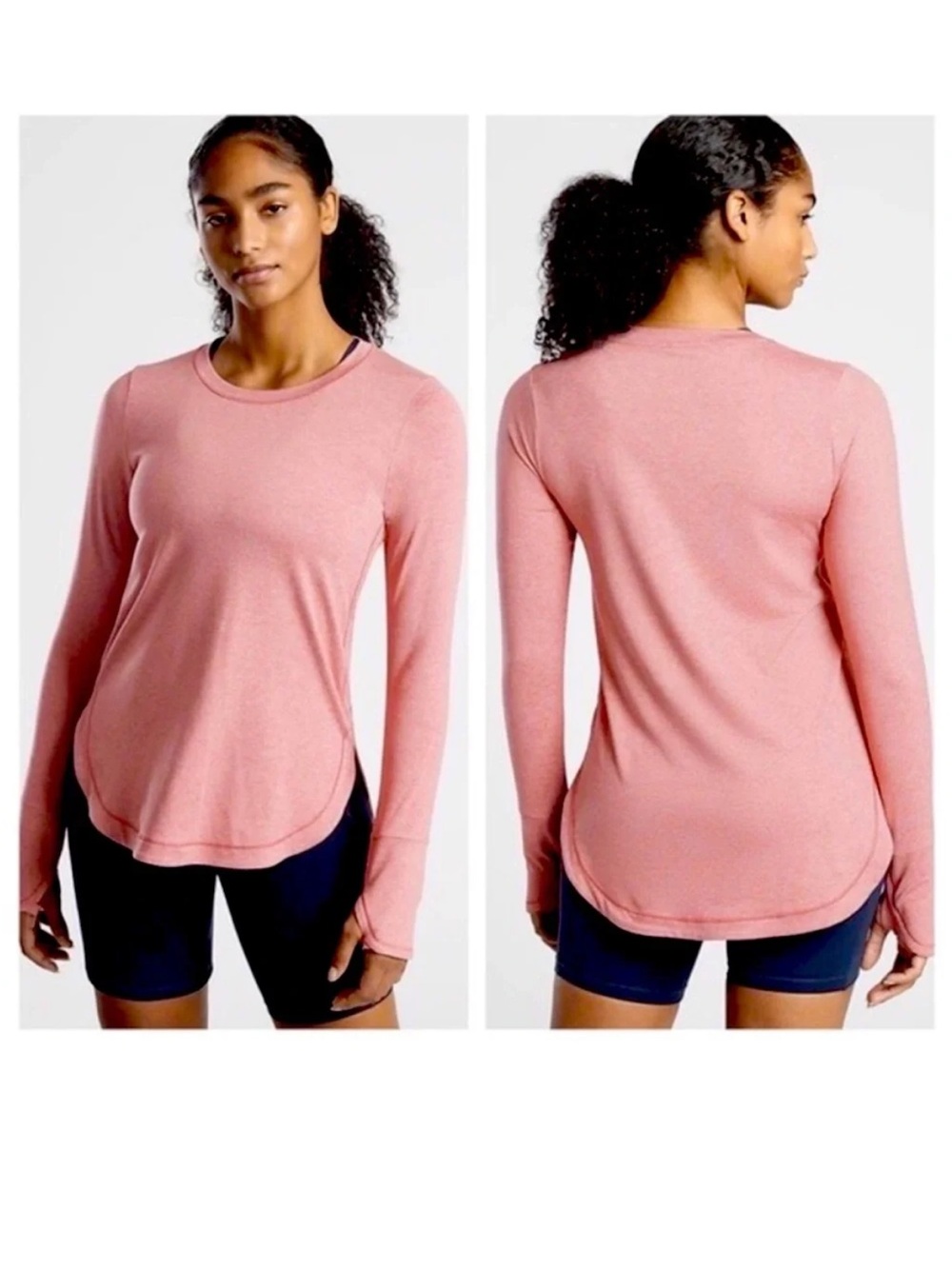 Athleta Uptempo Long Sleeve Top Pink Heather MT Medium Tall